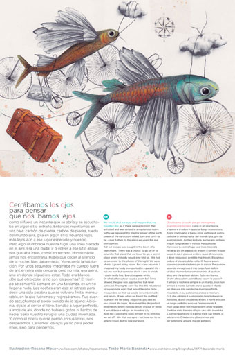 calendario el viaje 1 Rosana Mesa María Baranda peces con alas y bicicletas texto