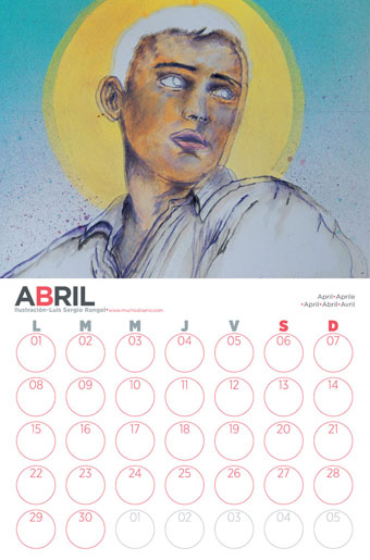 calendario el viaje 5 Luis Sergio Rangel abril 2019 personaje halo circular de luz