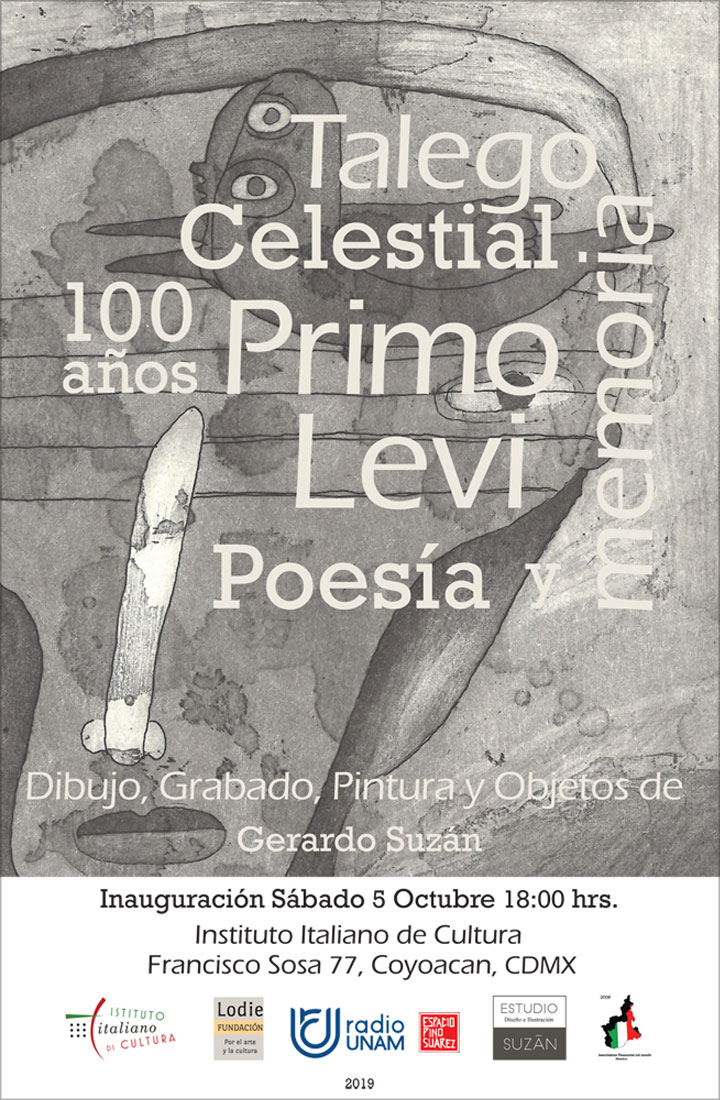 talego celestial primo levi poesia y memoria cartel exposicion grabado personaje pajaro
